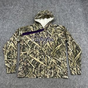 Cabelas Hoodie Womens M Green Camo Pullover Fleece Hunting Sweatshirt Outdoors